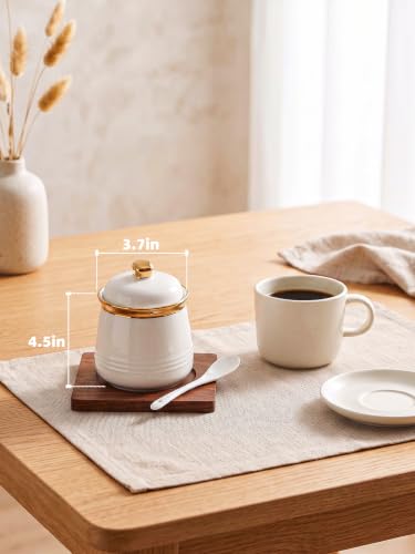 12oz Ceramic Sugar Bowl with Lid and Spoon