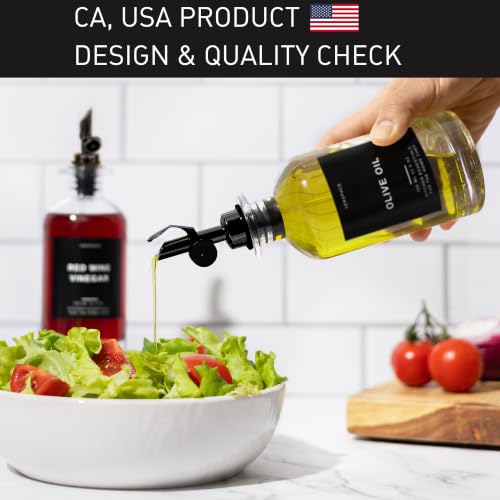 Clear Glass Olive Oil Dispenser Bottles For Kitchen (Clear/Black / 17oz)