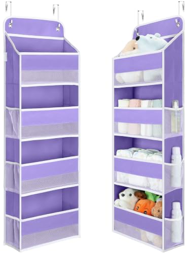 Over the Door Organizer forNursery Closet 35.2lbs Load Purple 4 Tier (Purple / 4 Tier)