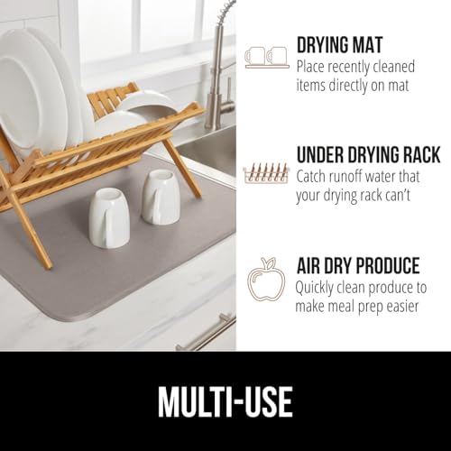 Ultra Absorbent Microfiber Dish Drying Mat (18" x 24" / Microfiber / Almond)
