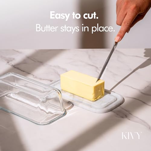 Butter Dish White Marble with airtight glass lid