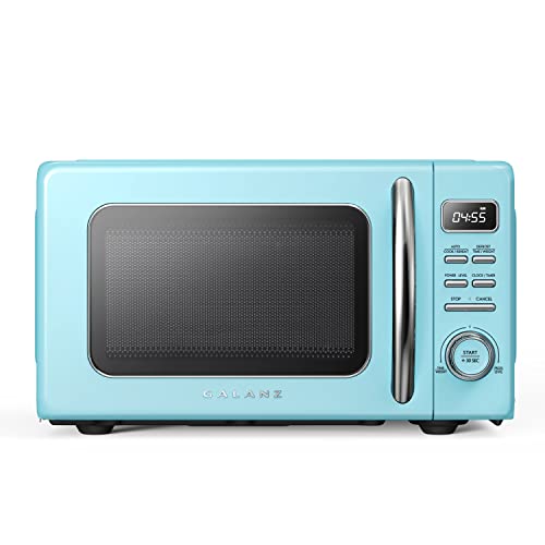 GLCMKZ09BER09 Retro Countertop Microwave Oven with Auto Cook & Reheat (Blue / .9 cu ft / Modern)