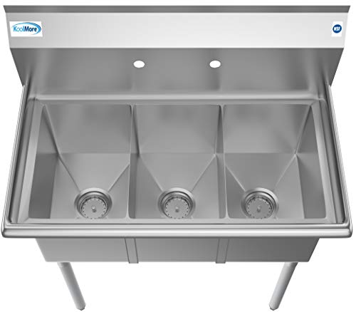 36" 3 Compartment Stainless Steel Triple Bowl NSF Commercial Kitchen Sink (Without Drainboard)