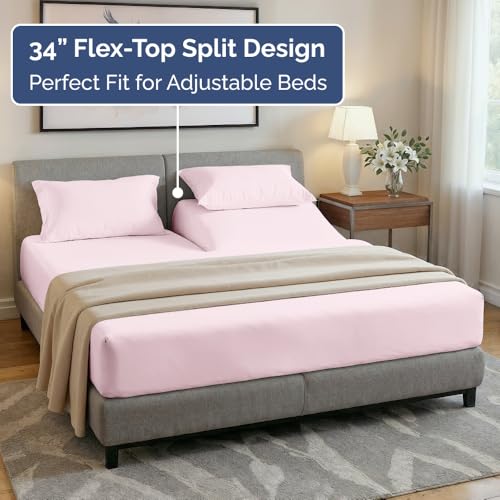 Flex Top Split Head King 4 Piece Sheet Set (30 - Lavender Pink / Split Head/Flex Top)