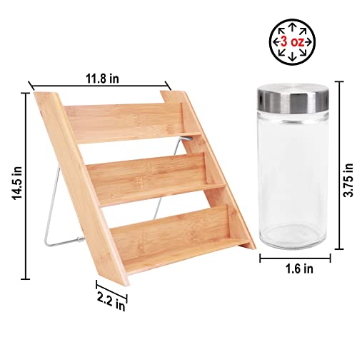 18 Jar Bamboo Compact Spice Rack with Spices Included & 5