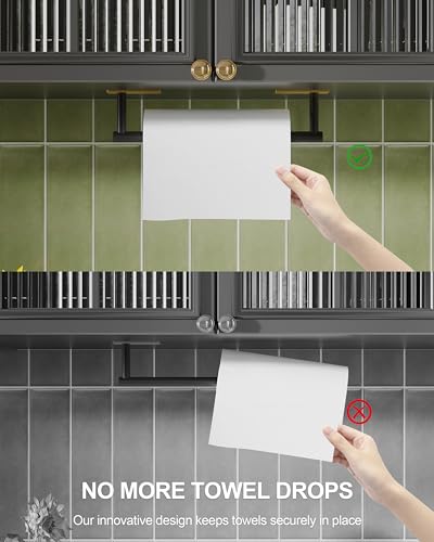 Paper Towel Holder Under Cabinet Self Adhesive Black & Gold
