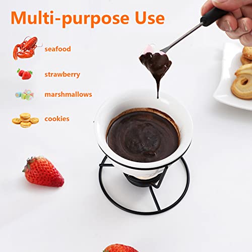 4Pcs Fondue Pot Set for Chocolate Butter Cheese (Round)