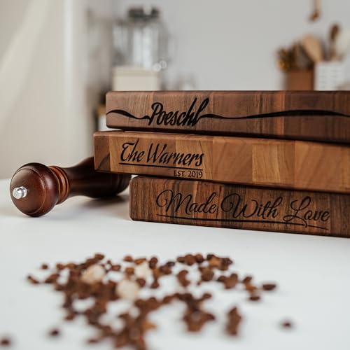 Handmade Personalized Walnut End Grain Cutting Board (19x13x2 Inches)