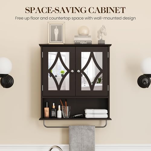 22x25 Bathroom Medicine Cabinet with Mirror (Brown / 5.1"D x 22"W x 25.6"H)