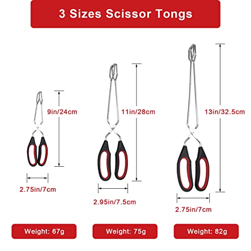 3 Pack Scissor Tongs Cooking Stainless Steel Food Tongs Barbecue Grilling Tongs for Flipping Food Tool