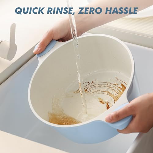 Ceramic Nonstick Stock Pot with Lid (7 Quart / Glacer Blue)