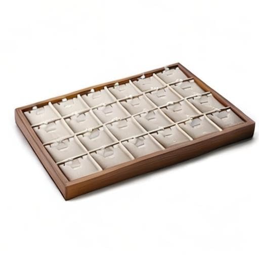 Wooden Jewelry Tray (Creamy-white 24 grid necklace/pendant jewelry tray)