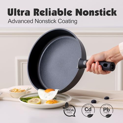 17 Piece Nonstick Detachable Handle Pots and Pans Set Black (Black / 17 Piece)
