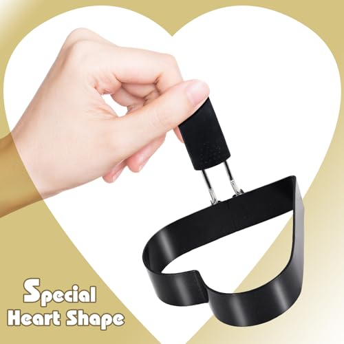 2 Pack Round+Heart Egg Rings Set with Silicone Handle