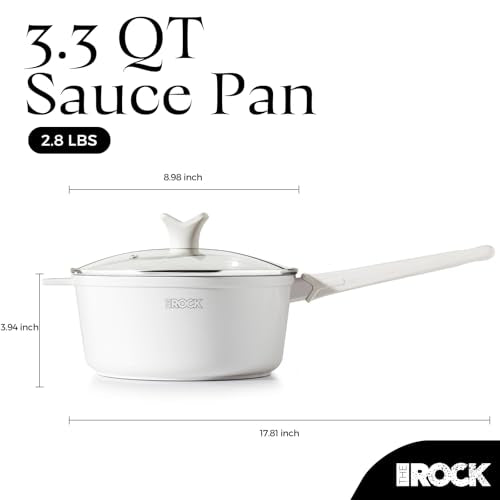 SOHO Ceramic Nonstick Saucepan with Lid (Cream / 3.3 Quarts)