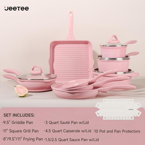Pink Pots and Pans Set Nonstick 23pcs (23 pcs Pink)