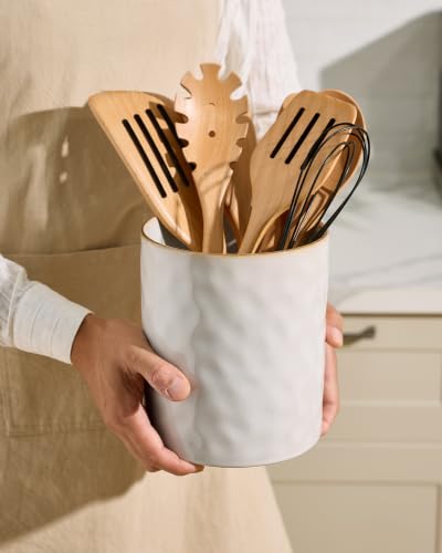 Ceramic Utensil Holder (Cappuccino White)