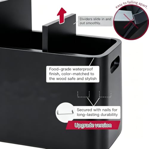 Wooden Kitchen Utensil Holder Organizer for Counter or Countertop (black / 4 Compartment)