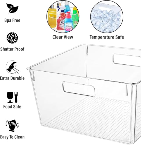 Extra Large Clear Plastic Storage Bins (12.6 X 12.6 X 7)
