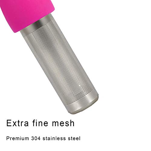 Stainless Steel Tea Infuser for Loose Tea (Grey+Rose Red)
