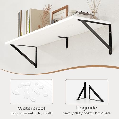 White Deep Floating Shelves for Wall
