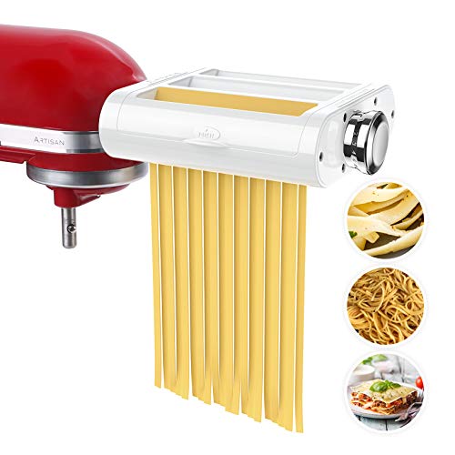 Pasta Maker Attachment 3 in 1 Set for KitchenAid Stand Mixers Included Pasta Sheet Roller (White)