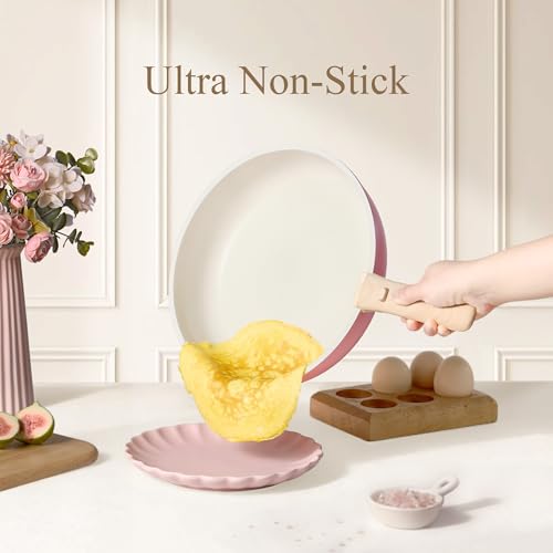 19pcs Pots and Pans Set Non Stick (Pink / 19 Piece)