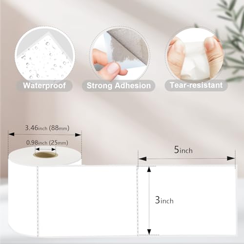 3 X 5 Inch Rectangle Sticker White Moving Labels for Boxes (White)