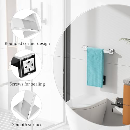 Towel Bar Towel Rack for Bathroom Wall Mount 16 Inch (Single 16 Inch / Polished Chrome)