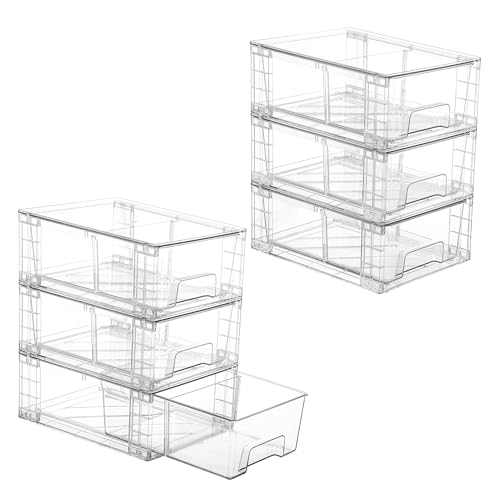 6 Pack Stackable Storage Drawers (6Pack 4.4"H-with Dividers)