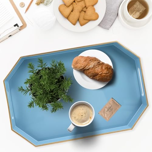 Blue Plastic Serving Tray for Ottoman (C8 Blue / 15.7" x 10.2" x 1.6")