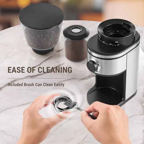 Conical Burr Coffee Grinder Electric (Shiny silver Black)