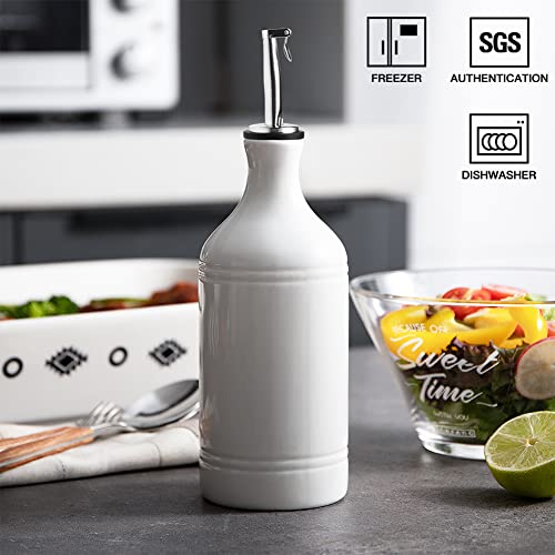 Sweejar Ceramic Olive Oil Dispenser Bottle (15.5 oz, Set of 1 / White)