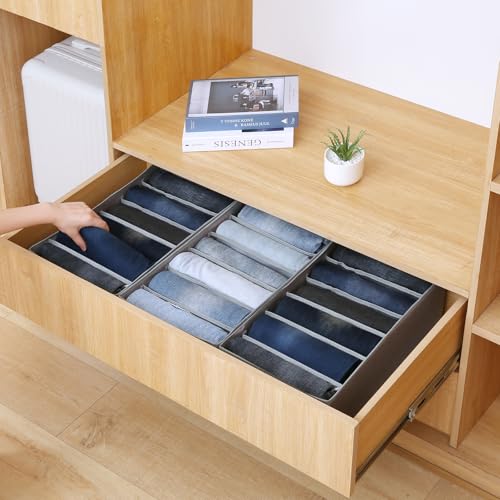 Jeans Pants Organizer for Closet (Grey / 6 Grids)