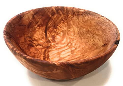 8" Artisan Olive Wood Serving Bowl Wooden Farmhouse Décor Bowl for Fruit (Large 8 inch)