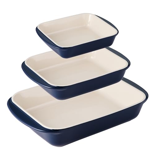 Mae 3 Pc Ceramic Porcelain Baking Pans Set (Cobalt)