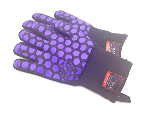 Heat Resistant Oven Glove (Black/Purple / Regular Cuff)