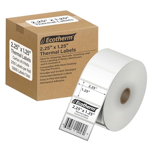 2.25" x 1.25" Thermal Labels (2.25 x 1.25 - 12600 Labels)