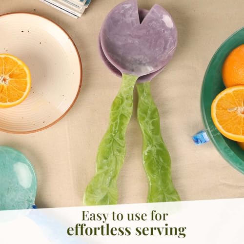 Lavender Sage Resin Salad Servers Set of 2 (12 inches / Lavender & Sage)