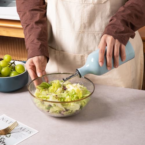 Sweejar Ceramic Olive Oil Dispenser Bottle (15.5 oz, Set of 1 / Light Blue)