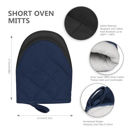 1 Pair Short Oven Mitts (Dark Blue)