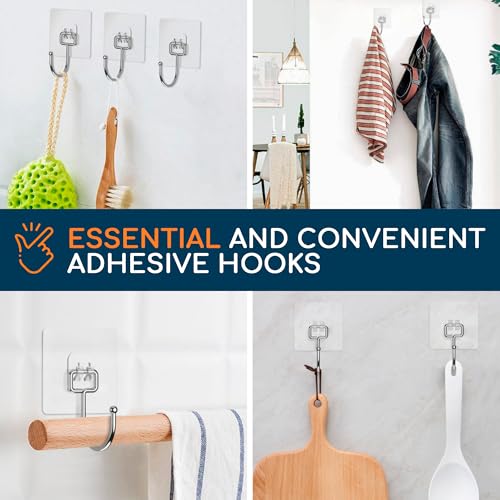 Adhesive Large Wall Hooks for Hanging Heavy Duty No Drill (Large, 6 pcs)