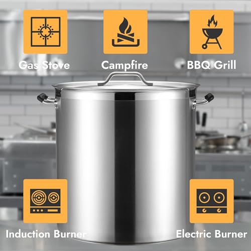 100 Quart Heavy Duty Stock Pot with Lid (100 Quarts)