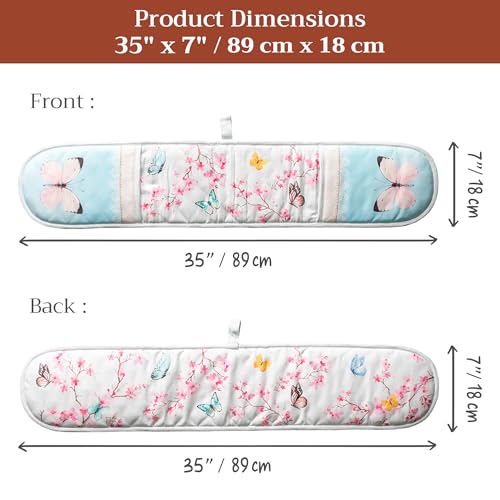 Double Oven Mitts 100% Cotton Double Oven Glove (050 - Blossoms in Spring / 7" x 35" (Double Oven Mitt))