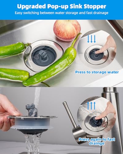 3 in 1 Kitchen Sink Drain Strainer and Stopper Combo (Stainless-wrap Shell with 1 Strainer)