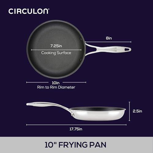 C1 Series Clad Stainless Steel with ScratchDefense Technology Cookware Nonstick Induction Frying Pan (10-Inch)