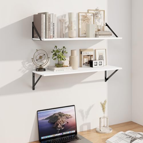 White Deep Floating Shelves for Wall
