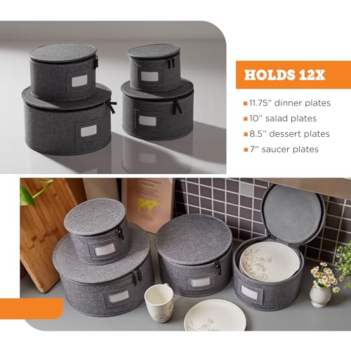 4 Piece China Plate Storage Set (Gray / 4 Piece Hard Shell Set for Plates)