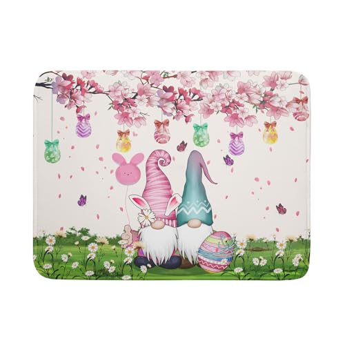 Easter Gnome Dish Drying Mat Floral Eggs Bunny Kitchen Drainer Mat 18x24 inch Absorbent Holiday Fast Dry Pad Protector for Counter Tabletop (Easter Gnome Egg / 24" x 18")