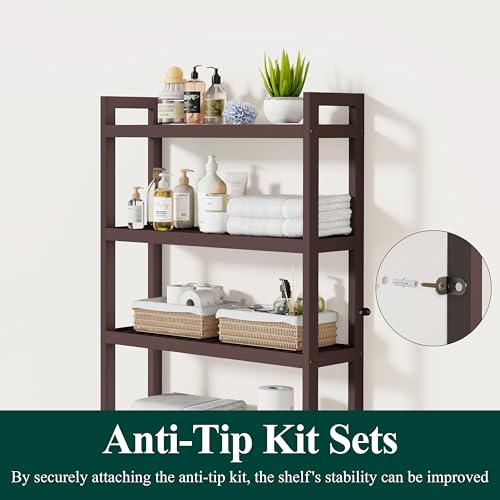Bamboo Over The Toilet Storage Cabinet (Brown / 4 Tiers (72.8"H))